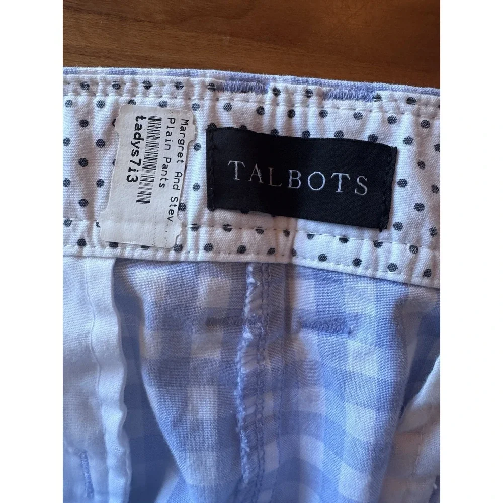 Talbots Perfect Crop Pants Size 16 Blue Gingham Cotton Blend
